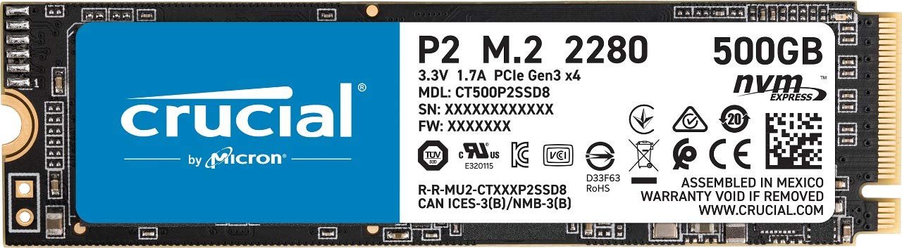 Genuine Crucial 500GB P2 NVMe PCIe M.2 Internal SSD CT500P2SSD8