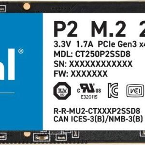 Original Crucial P2 250GB M.2 2280 Internal Solid State Drive with PCIe NVMe Technology