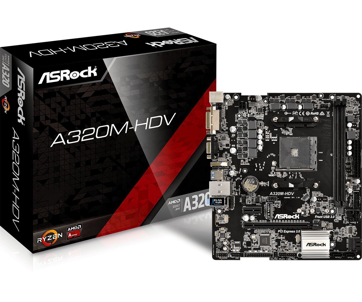 Genuine ASRock A320M HDV AM4 Micro ATX AMD Motherboard