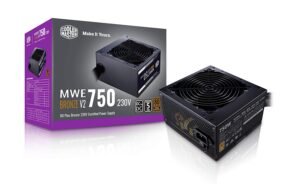 Genuine Cooler Master MWE 750 Bronze V2 230v 80 Plus Bronze Certified Non Modular Power Supply Black
