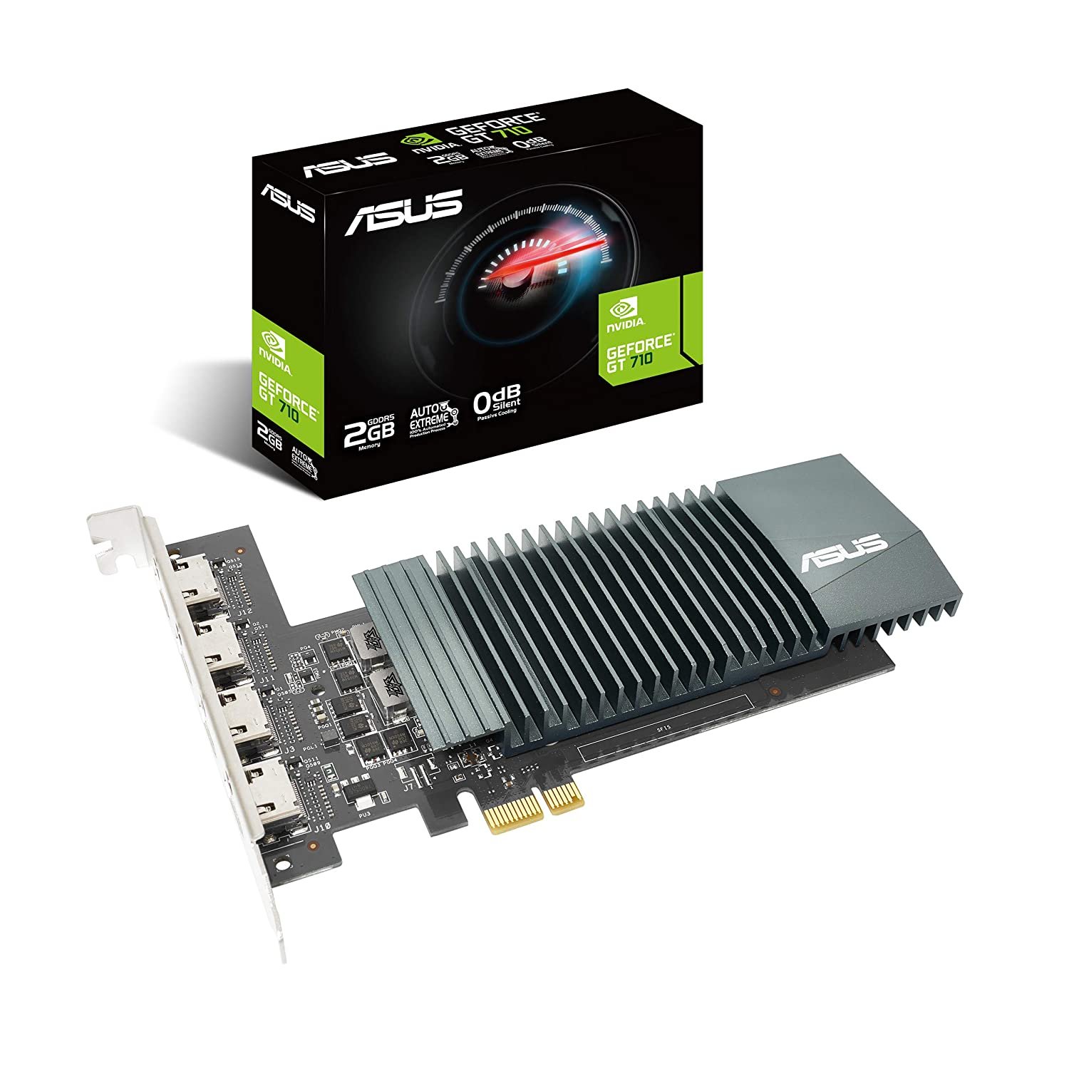 New Model ASUS NVIDIA GeForce GT 710 Graphics Card (PCIe 2.0 2GB GDDR5 Memory 4x HDMI Ports Single slot Design Passive Cooling)
