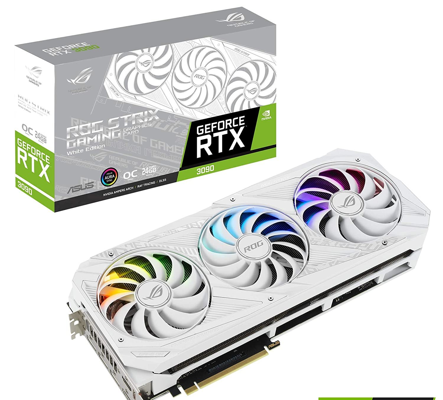 New Model ROG Strix GeForce RTX 3090 buffed up design 24GB Graphic card ROG STRIX RTX3090 O24G WHITE